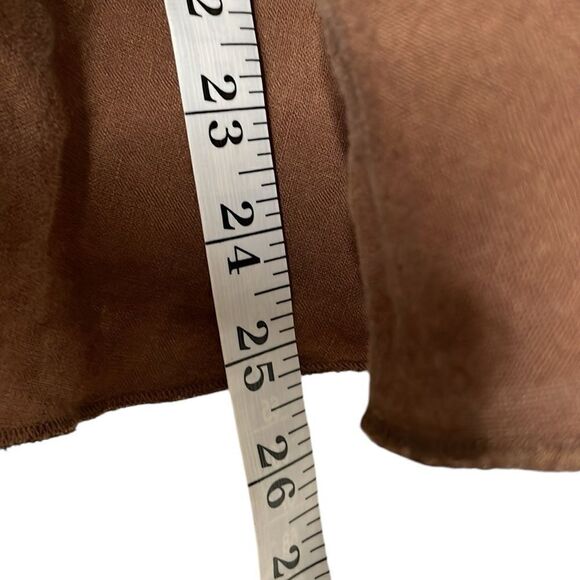 J Jill Rich Brown A-Line 100% Linen Skirt Stitching Detail - Picture 9 of 9